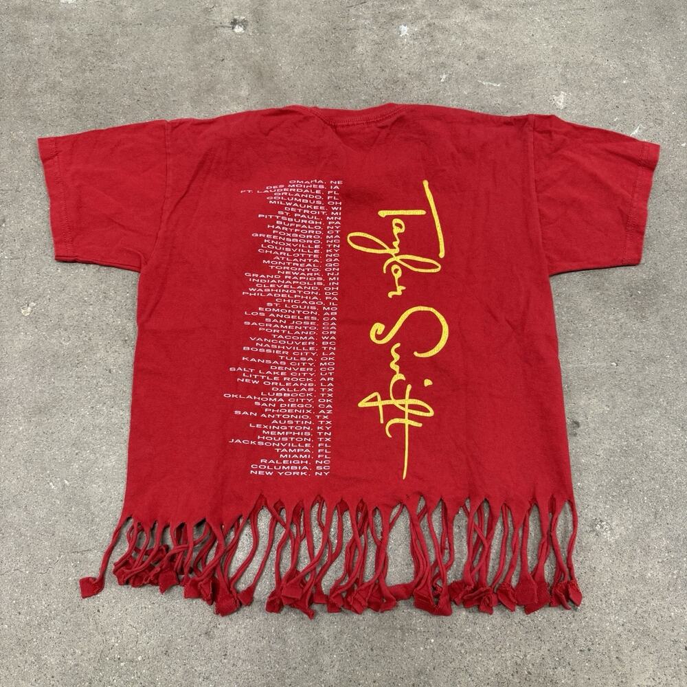 TAYLOR SWIFT SPEAK NOW 2011 CONCERT T SHIRT FRINGE BOHO T SHIRT RED MEDIUM - Picture 5 of 8